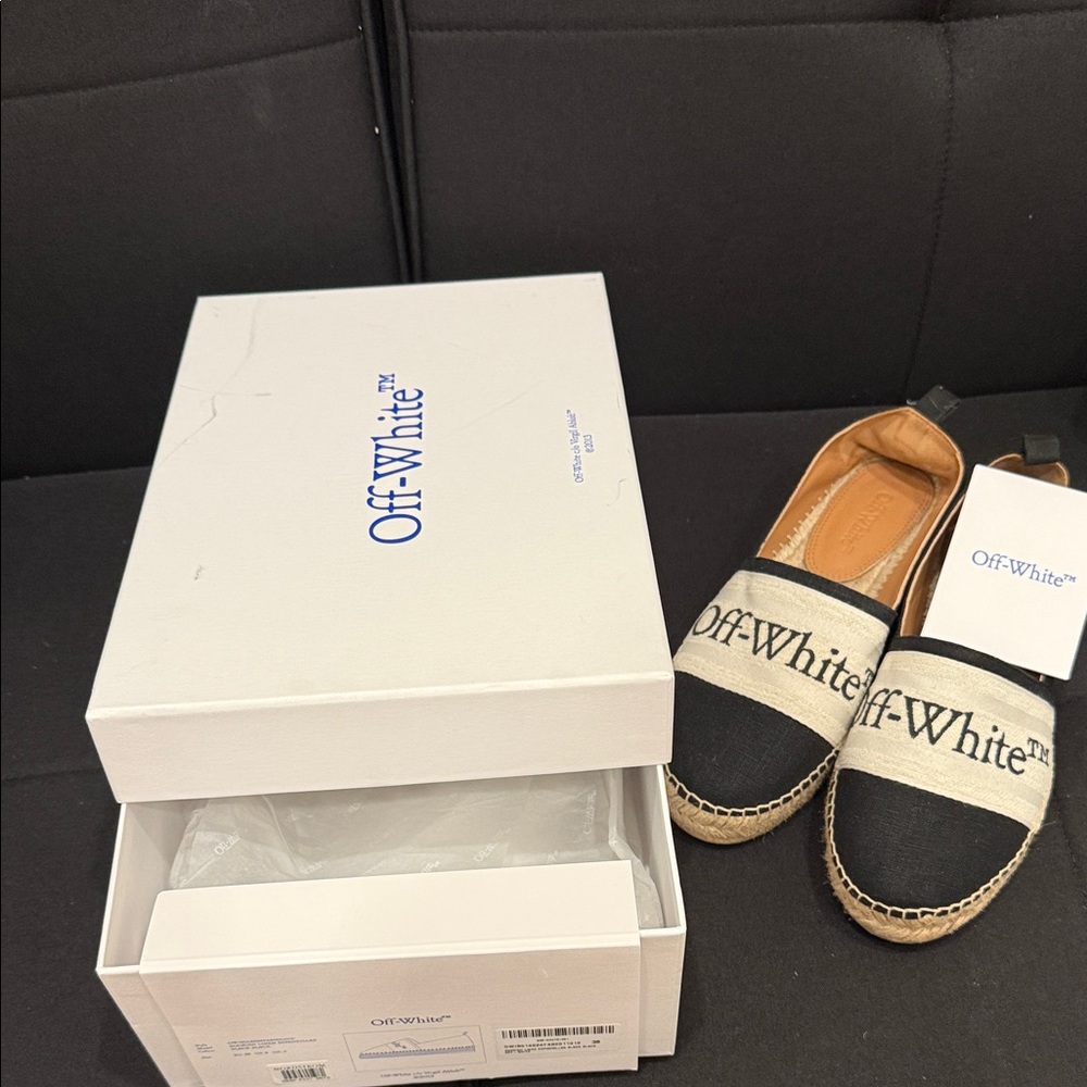 Off-White Black and Cream Espadrilles